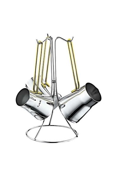 OMS Set of 3 Stainless Steel Turkish Coffee Pots with Stand – Made in Turkey