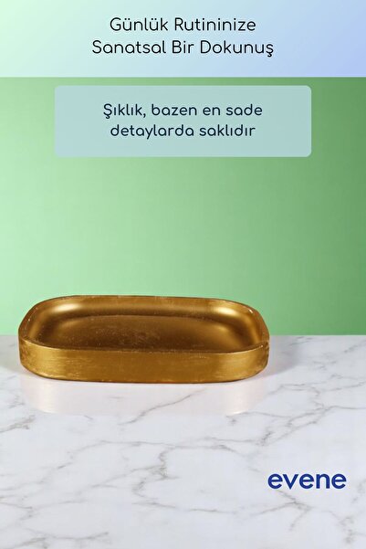 Evene Takı Organizer Makyaj Düzenleyici Kozmetik Organizer Dekoratif Tabak Altın Renk Model 35