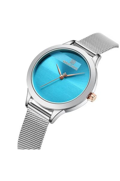 Naviforce Elegant Women's Quartz Watch Stylish Round Dial with Minimalist Design Stainless Steel Mesh Strap