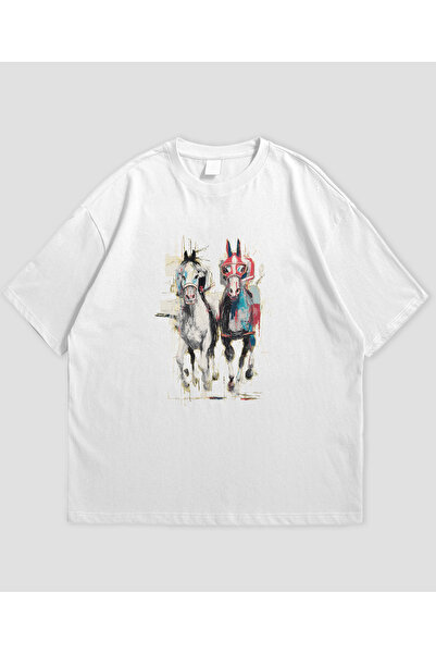 SVART WEAR Tricou oversize unisex cu design de cal de curse