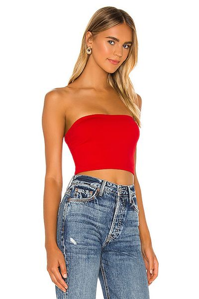 AFR CLOTHES Women's Double Layer Jersey Fabric Strapless Crop Top