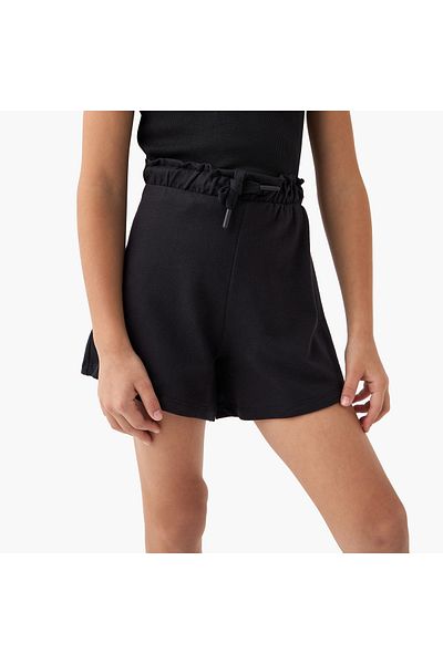 Juniors Solid Shorts with Drawstring Closure