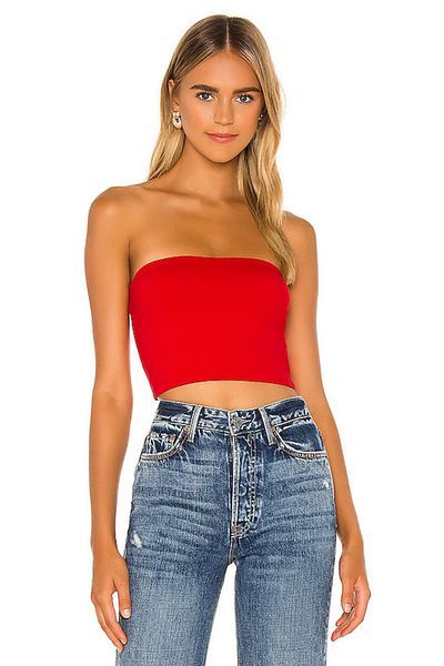 AFR CLOTHES Women's Double Layer Jersey Fabric Strapless Crop Top