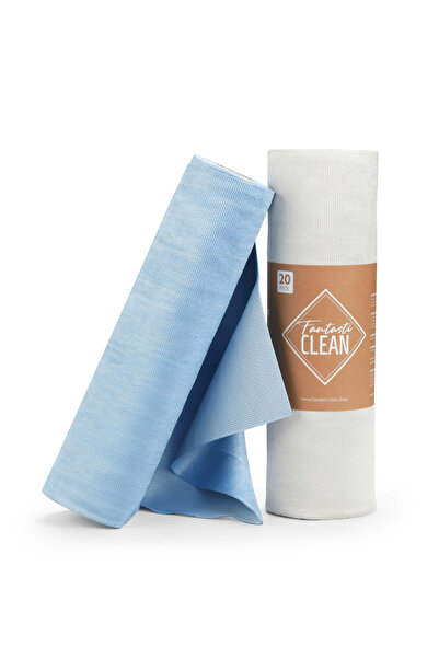 FantastiCLEAN Rulo Mikrofiber Cam Bezi 30x40 20 Yapraklı Mavi