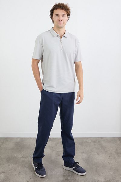 Fulla Moda Linen Look Double Leg Trousers with Tie Waist