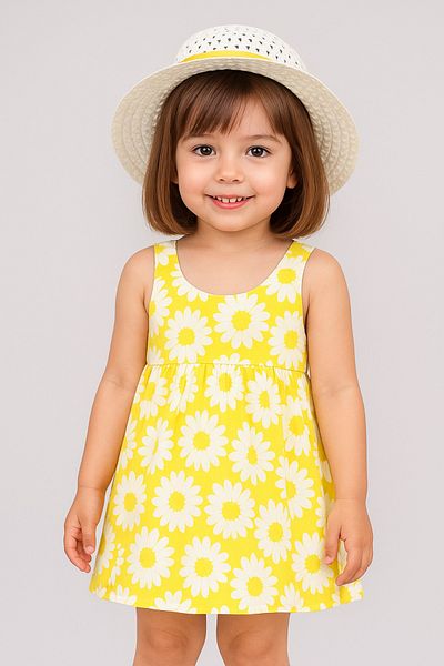 Soft kids Girl's Heart Printed Bow Summer Dress