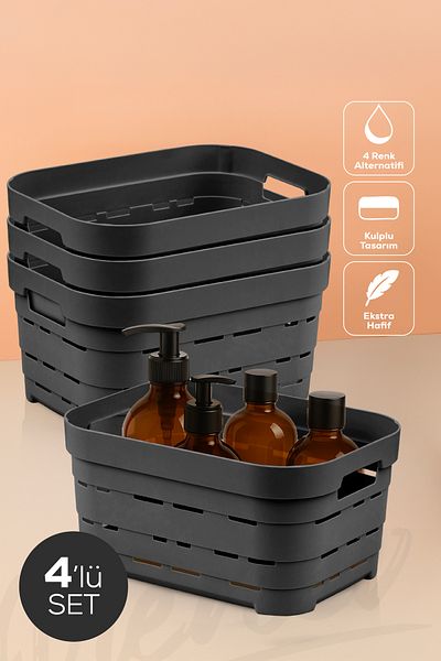Vienev Перфорирана кутия за съхранение от 4 части, 3,8 литра, антрацит