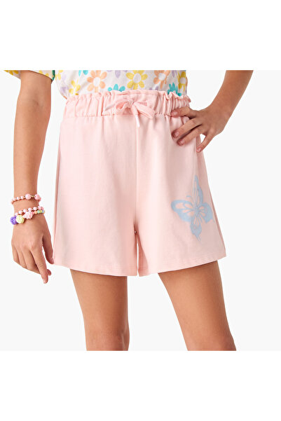 Juniors شورت بطبعة فراشات مع رباط للإغلاق