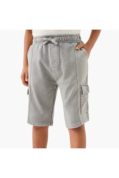 Juniors Textured Cargo Shorts with Drawstring Closure