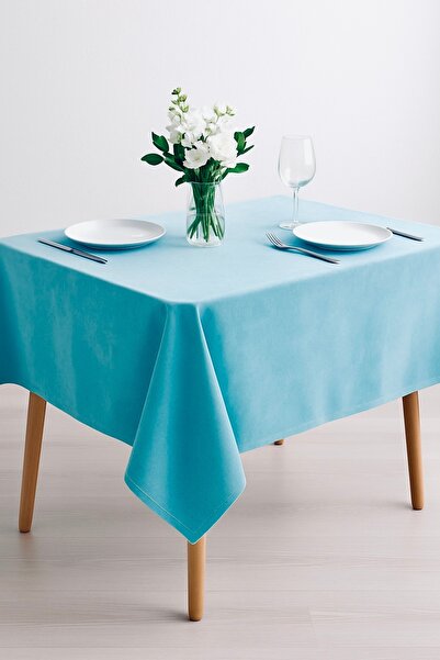 Royalty Velvet Textured Turquoise Table Cover