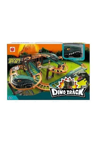 dalimag Construction Toy, Electric Dinosaur Cars, 49 Pieces, Racing Track, Multicolor, for Kids