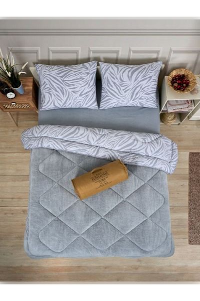 Sudemhome Double Double Sided Luxury Welsoft Elite Quilt Soft Fleece Quilt and Pillow Case Asian Gray