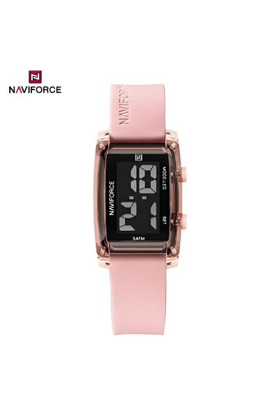 Naviforce Digital Sports Watch – 26mm LCD Display, Silicone Strap, 5ATM Waterproof, Date & Time Display