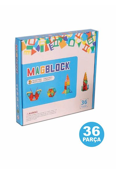Magblock 36 قطعة من مكعبات البناء المغناطيسية - جميعها مغناطيسية - مجموعة داعمة
