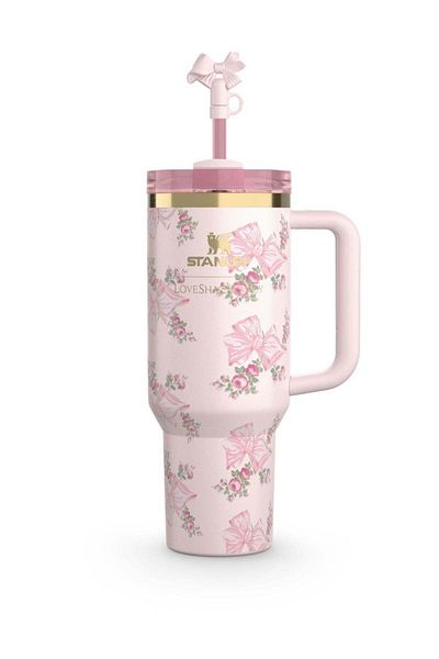 Stanley The Stanley X LoveShackFancy Holiday Quencher, Stainless Steel Vacuum Insulated Tumbler with Lid and