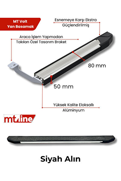 as aktif otomotiv oto krom aksesuarları Yan Basamak Ssangyong Torres Evx 2024 > Uyumlu Eloksallı Alüminyum Siyah