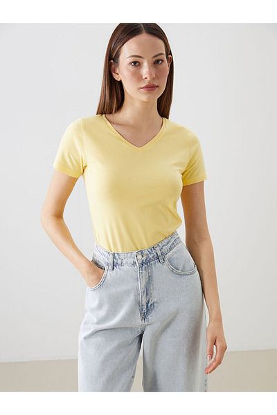 LC Waikiki Orange V-Neck Women's T-Shirt