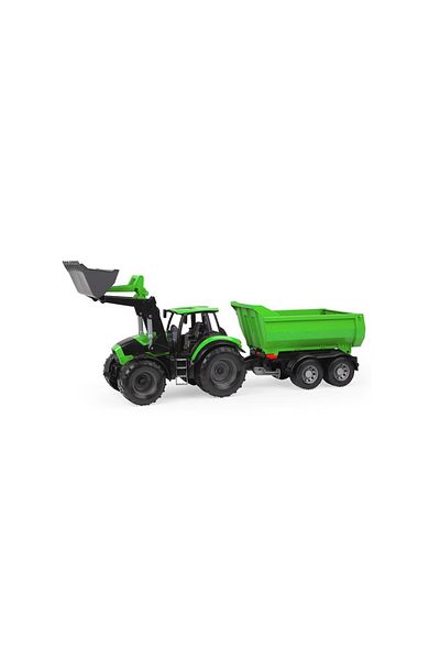 LENA Children's toy, Deutz-Fahr Lena tractor with trailer, plastic, 76 cm long