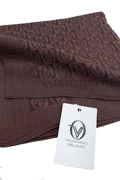 Valentino Orlandi Alia, eșarfă din lyocell jacquard - model de șah - 07 - maro amar