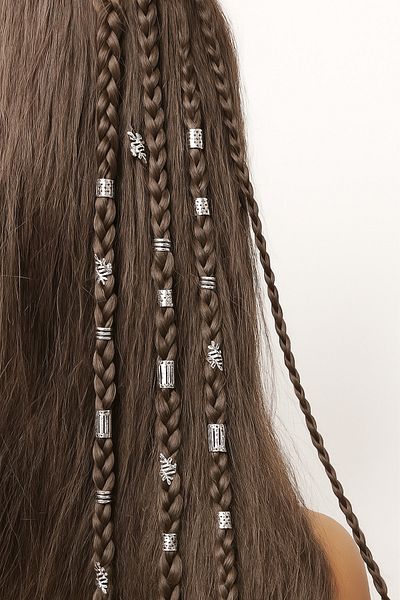 ELMATOLYE Hair Ring Boho Gold Hair Earring Set Adjustable Ring Ponytail Cuff Braid Dreadlock Compatible 8Pcs