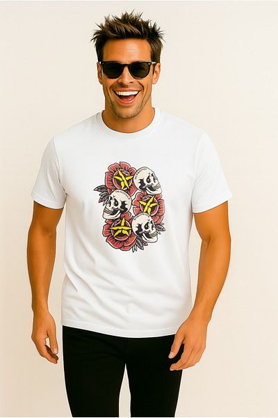 Jack & Jones Jack&jones JORANATOMY SKULL Logo O Gât pentru bărbați Tricou negru cu gât turnat