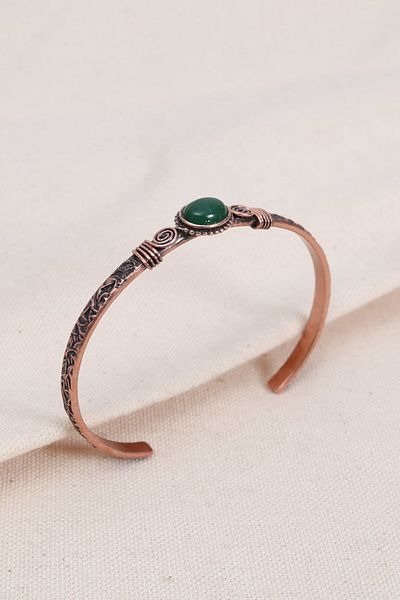 Süspüs Accessories Green Agate Authentic Copper Bracelet