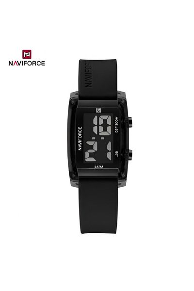 Naviforce Digital Sports Watch – 26mm LCD Display, Silicone Strap, 5ATM Waterproof, Date & Time Display