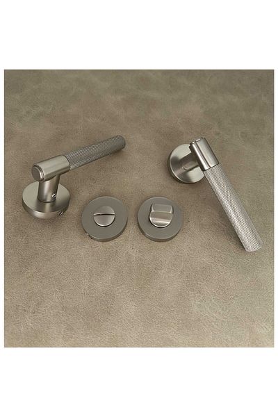 KOLDOOR Rivax Meta İnox Zamak Round Rosette Wc Bathroom Door Handle 1 Set