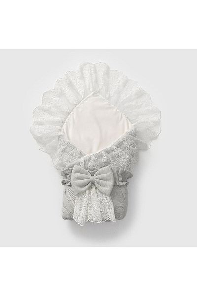 Mert Baby Knitwear Lace Inside Wool Bow Swaddle Blanket