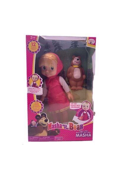 dalimag Set Papusi Masha si Ursul, Masha cu Scufita Roz, Ursul, Plastic, Dalimag