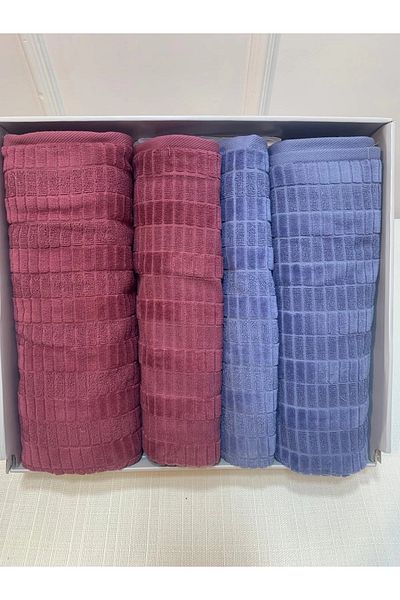 NİVEMESHOME Nivemeshome Land Indigo-Dark Pink Bath Set Özgüzel