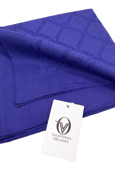 Valentino Orlandi Siena, eșarfă jacquard - model logo - 02 - albastru noapte