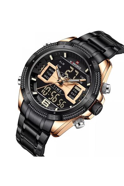 Naviforce Analog-Digital Watch – Stainless Steel Strap, Multifunction Chronograph, Business & Casual Style