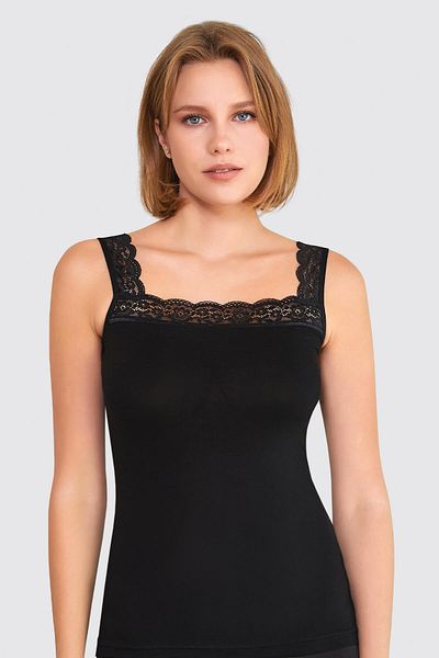 MYS GRUP TEKSTİL Thick Strap Super Stretchy Lace Viscose Undershirt Berrak / 7014