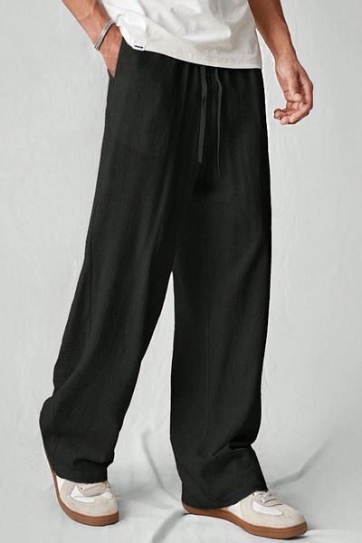 Tarz Cool Ελαφρύ και άνετο ανδρικό παντελόνι Muslin Baggy - Μαύρο