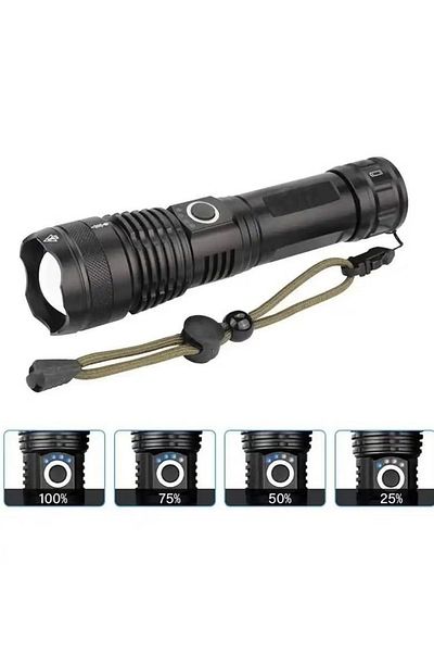DLC Rechargeable LED Flashlight Zoomable Flashlight Ultra Bright