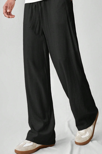 Tarz Cool Light and Comfortable Muslin Baggy Men's Trousers - Black