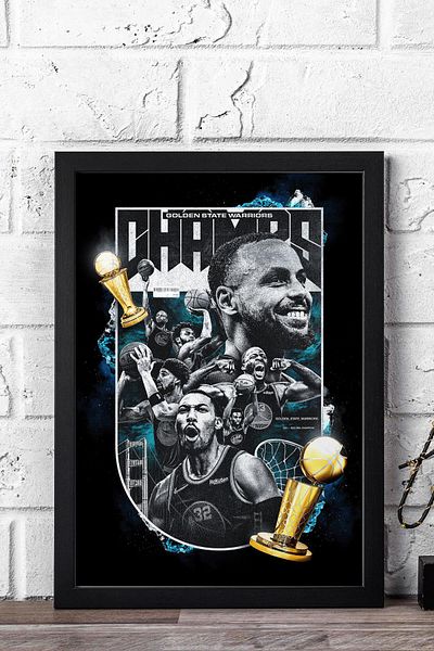 Saturn Stephen Curry Framed Painting - Golden State Warriors Nba Poster Painting