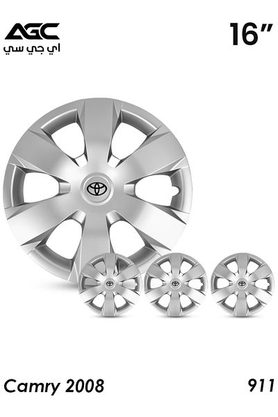 AGC 16" Hubcaps for Toyota Camry 2008 – Durable Snap-On Wheel Covers Set of 4 – Silver Finish - 911