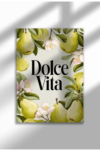 21mxm Imprimeu mediteranean, poster pe pânză cu fructe și flori, decor de perete fără ramă