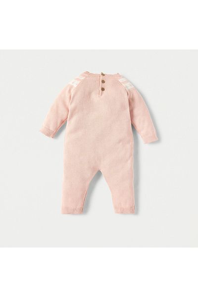 Juniors Textured Sleepsuit with Long Sleeves and Button Closure