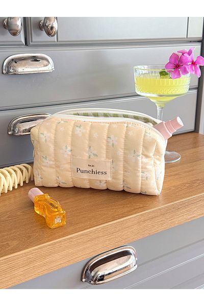 Punchiess Buttercream Blossom Makeup Bag Large Size