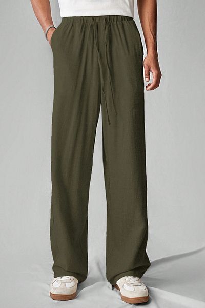 Tarz Cool Ελαφρύ και άνετο ανδρικό παντελόνι Muslin Baggy - Χακί