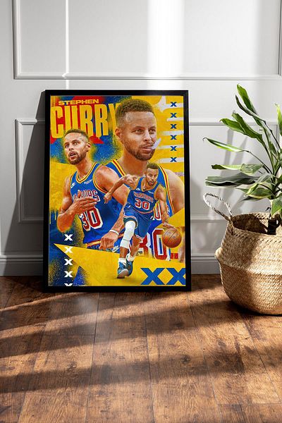 Saturn Pictură înrămată de Stephen Curry - Poster NBA Golden State Warriors