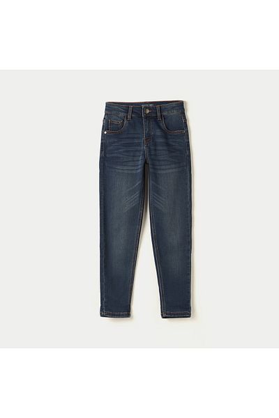 Juniors Solid Jeans with Button Closure and Pockets