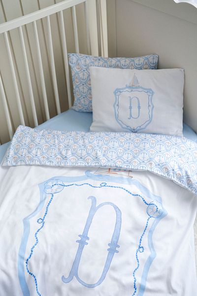 NOU Letter Series Letter D Baby Size Duvet Cover Set (100X150) - Noble Serie - Blue