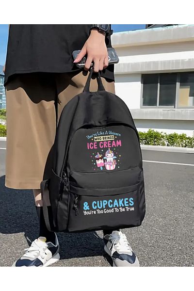 Touz Moda Unicorn Printed School, Dershane, Course Backpack