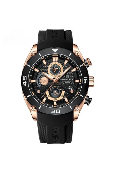 Naviforce Men's Sports Chronograph Watch – Silicone Strap, Waterproof, Stopwatch & Date Display