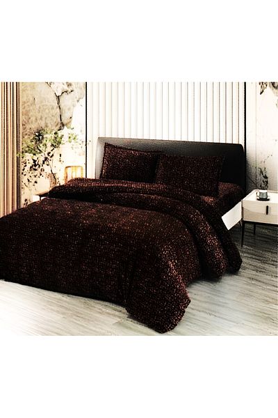 FIONNA.RO Cocolino Fur Blanket and Pillowcase Set - Dark Brown