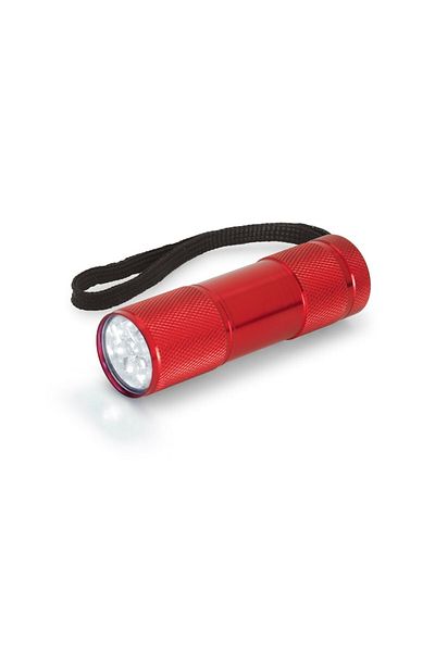 dalimag Aluminum Camping Flashlight with 9 LEDs and Handle, 9 cm, Red